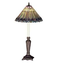 Meyda White 47840 - 23"H Tiffany Jeweled Peacock Buffet Lamp