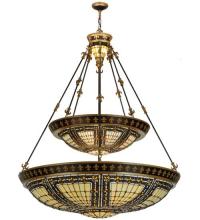 Meyda White 65165 - 45"W Fleur-de-lis 2 Tier Inverted Pendant