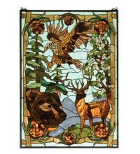 Meyda White 77732 - 25"W X 35"H Wilderness Stained Glass Window