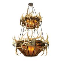 Meyda White 81332 - 68"W Antlers Elk 2 Tier Chandelier