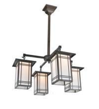 Meyda White 99493 - 33" Square Prairie Mission 4 Light Chandelier